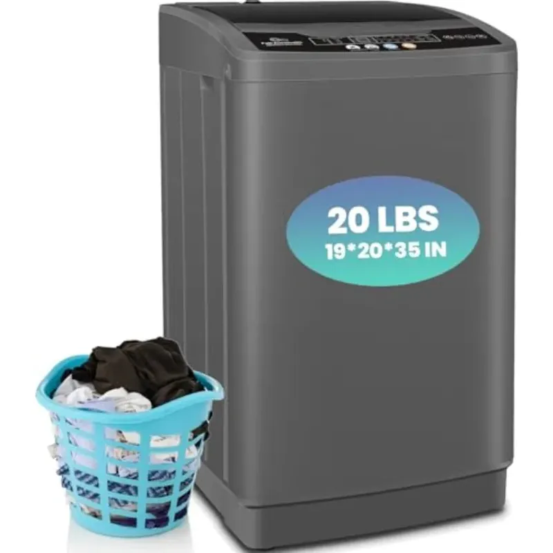 Portable washing machine for apartment/dorm/RV use, ABS plastic body, white