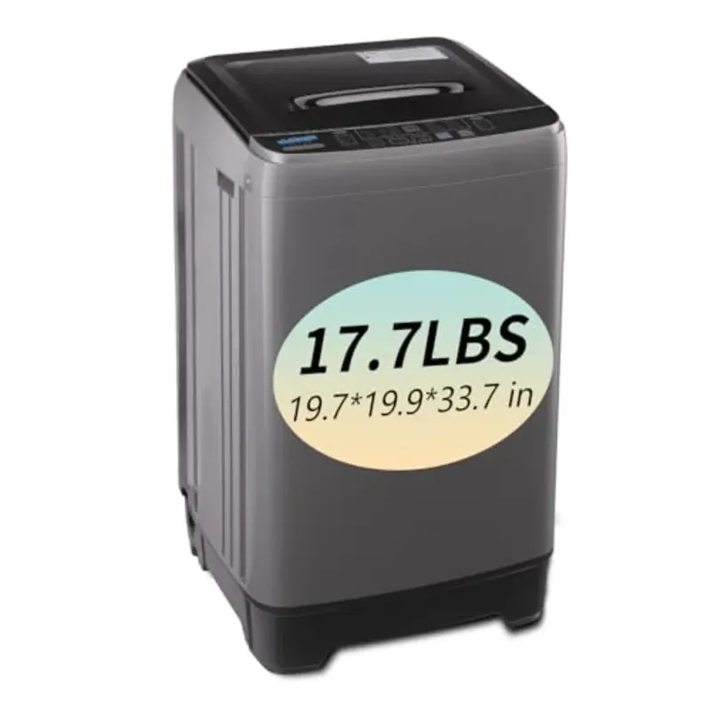 Full Automatic Washing Machine for RV, Camping, Apartment, Dorm Dark Grey Portable Washer with LED Display,