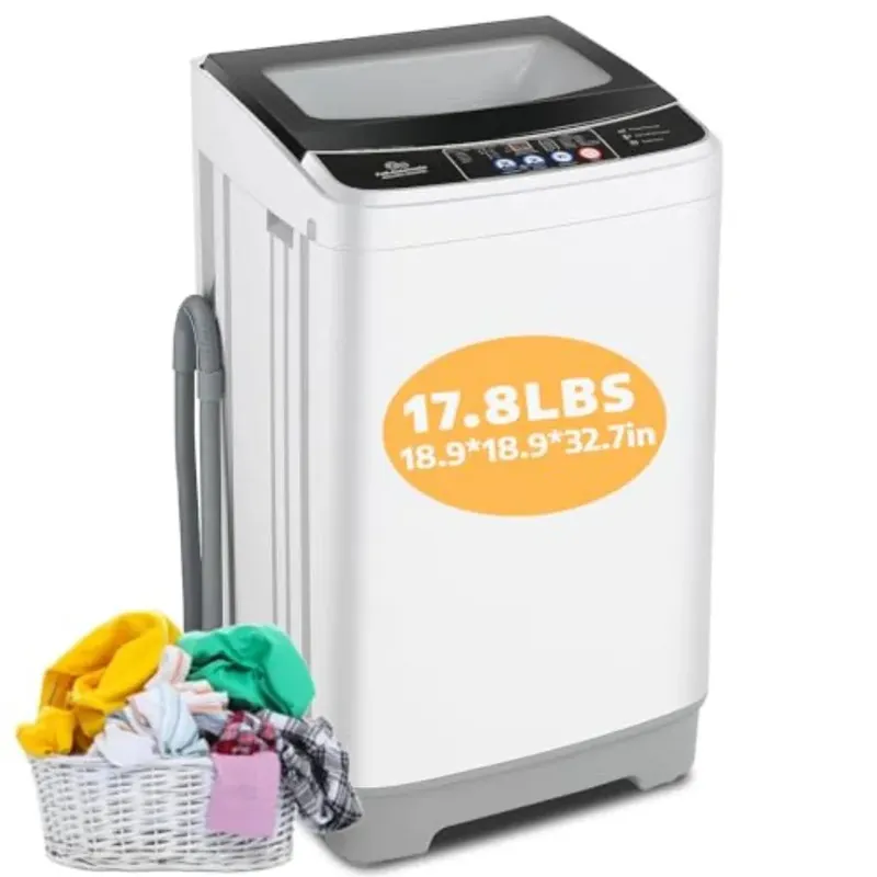 Portable washing machine for apartment, dorm, home, RVs stainless steel drum, white color