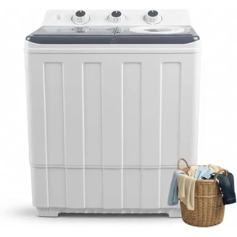 Portable washing machine for dorms and apartments grey semi-automatic twin tub, 14lbs total capacity