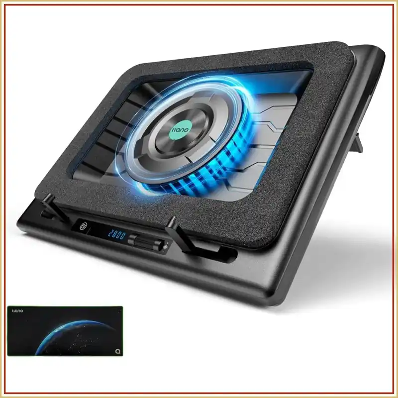 Fast Cooling Laptop Pad with 5.5" Fan, 15.6-21in, Touch Control, USB Hub