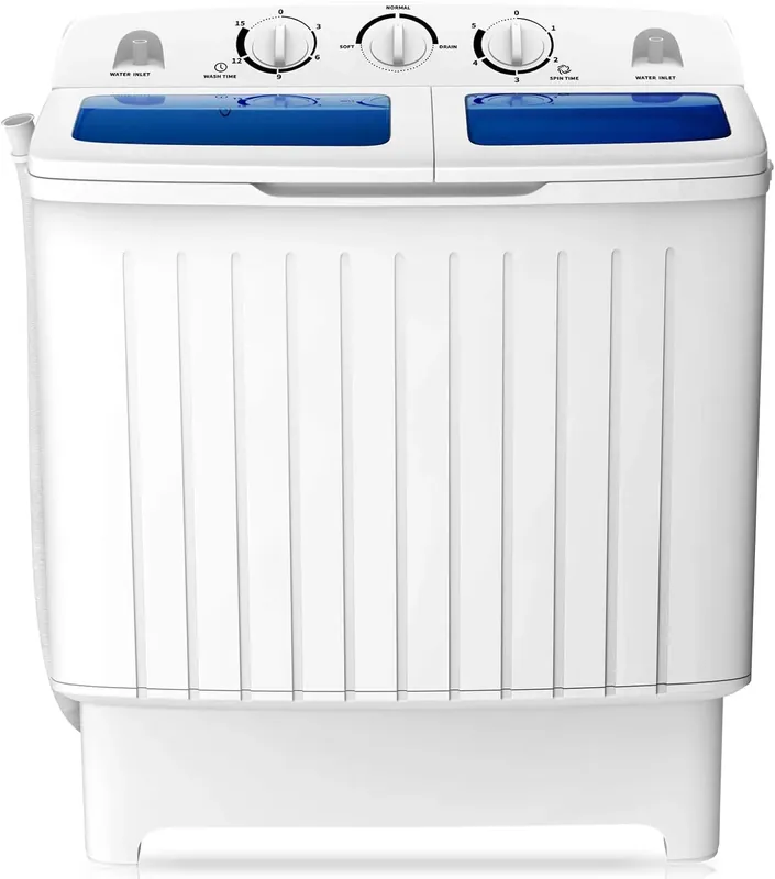 RV/Apartment/Dorm Use, Plastic, Blue+White, 20Lbs Capacity Portable Twin Tub