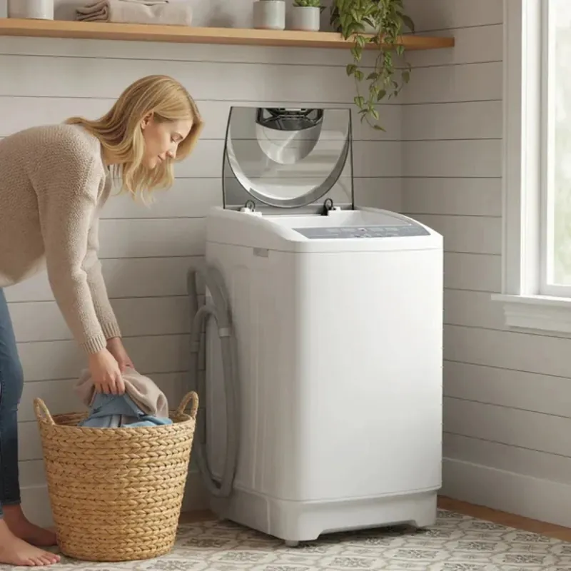 Compact Washer, Portable Washing Machine, Full Automatic Washer with 8 Programs a