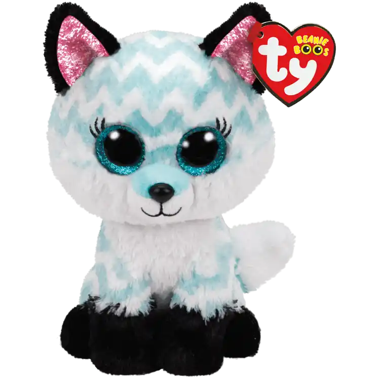 Beanie Babies Atlas Fox Aqua Chevron Medium