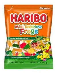 Haribo Peg Bag Mini Rainbow Frogs 5oz
