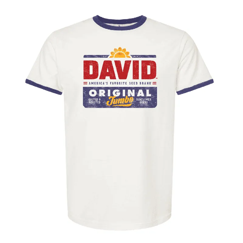 Official DAVID® Sunflower Seeds T-Shirt – Retro Ringer Tee Vintage Baseball Snack Shirt