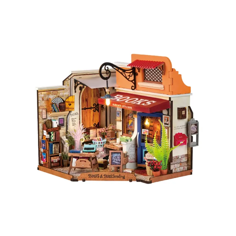 DIY Miniature House Kit Corner Bookstore