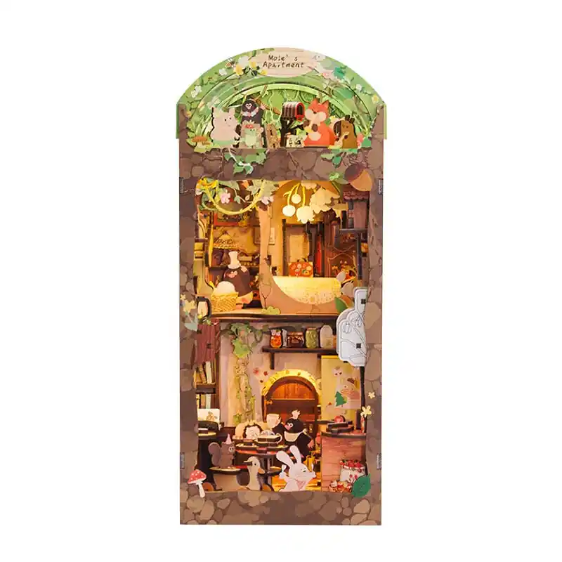 DIY Book Nook Kit Mole‘s Apartment with Dust Cover