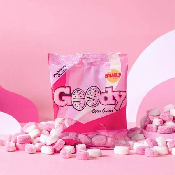BUBS Godis Sour Strawberry Vanilla Goody Ovals (90g)