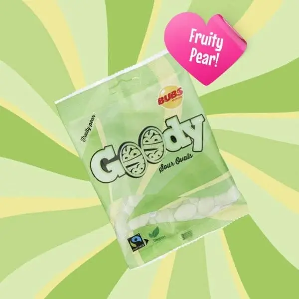 BUBS Godis Sour Fruity Pear Goody Ovals (90g) Swedish Candy