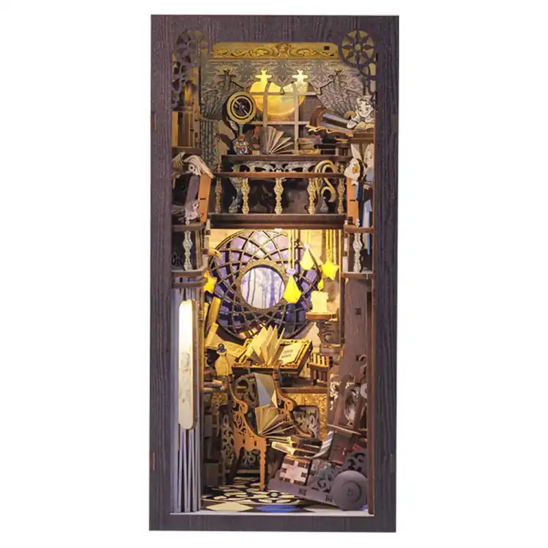 DIY Book Nook Kit Nebula Common Room with Dust Cover