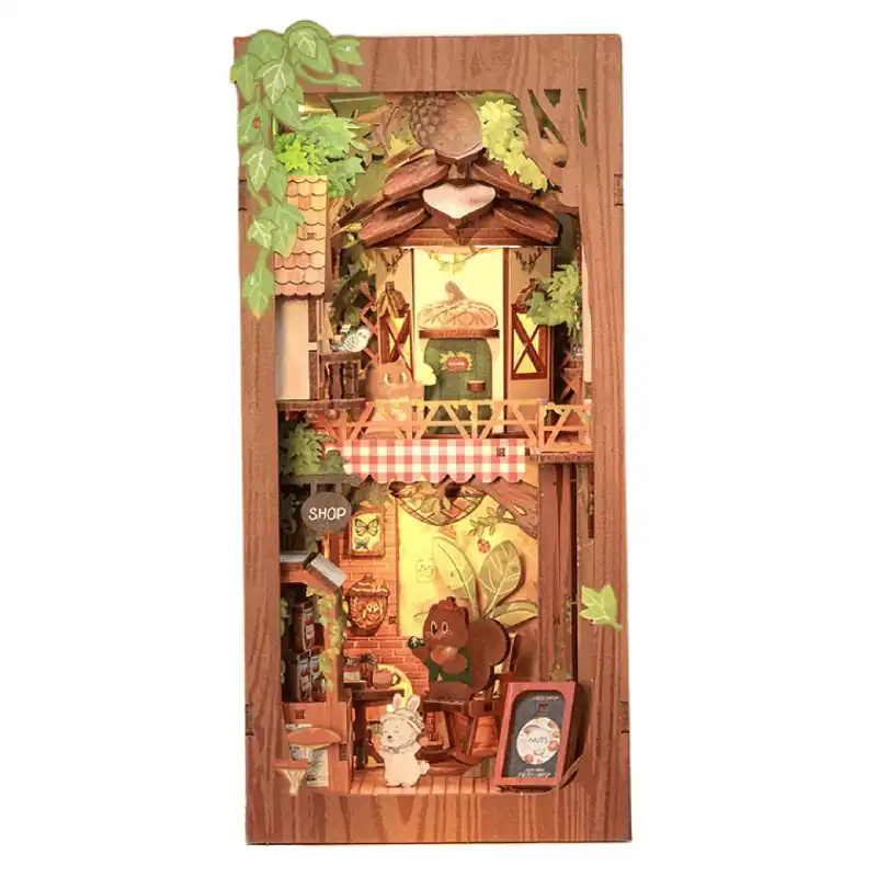 DIY Book Nook Kit Squirrel Collector with Dust Cover