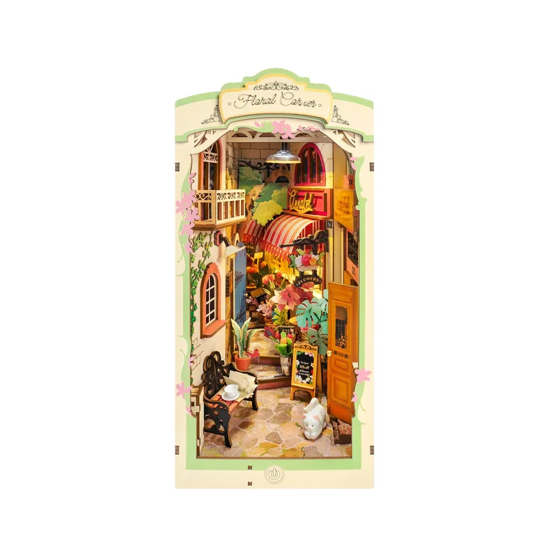 DIY Book Nook Kit Floral Corner with Dust Cover