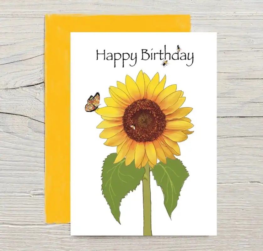 Happy Birthday Card Sunflower Card Eco Friendly Card