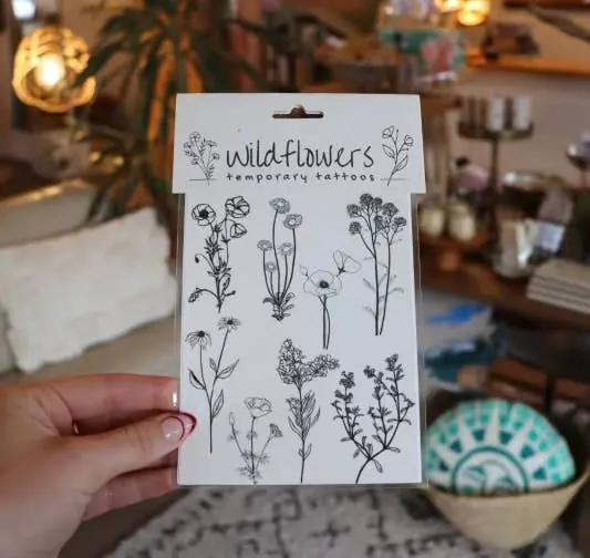 Temporary Tattoo Sheet Black Flower Tattoos Wildflowers