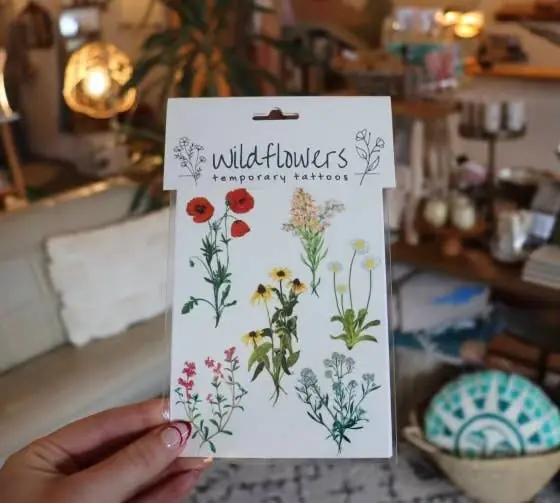 Temporary Tattoo Sheet Wildflowers Flower Tattoo Color