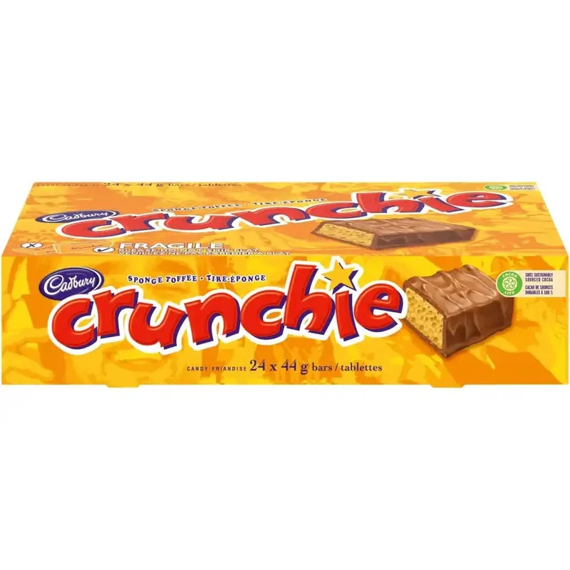 Cadbury Crunchie Chocolatey Candy Bars, 44g