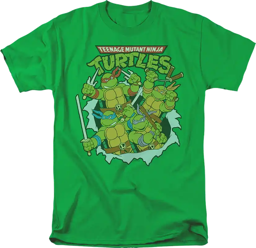 Vintage Green Group Photo Teenage Mutant Ninja Turtles T-Shirt