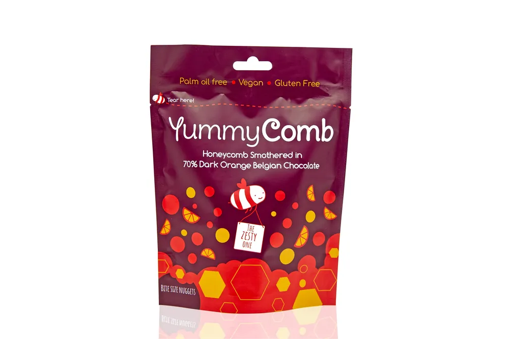 70% Dark Orange Belgian Chocolate Honeycomb pouches 100g