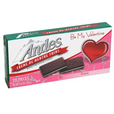 Andes Creme De Menthe Valentine Card Sleeve