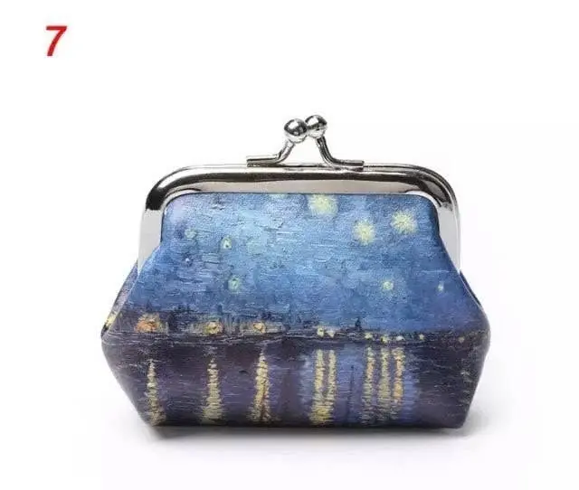 Van Gogh Art Canvas Coin Purse with Kiss Lock Closure