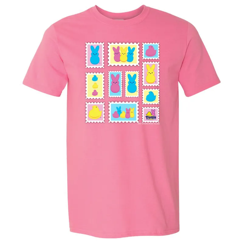 PEEPS® Officially Licensed Vintage Stamp Easter T-Shirt – Retro Marshmallow Candy Graphic Tee