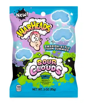 Warheads Sour Clouds Peg Bag Cotton Candy 3oz