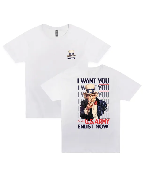 U.S. Army® Uncle Sam “I Want YOU!” T-Shirt – Reworked Vintage Military Recruitment Tee Patriotic Americana Shirt