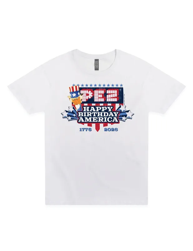 PEZ® Uncle Sam America Semi quincentennial Tee Happy Birthday America Candy Tee United States 250 Anniversary Apparel