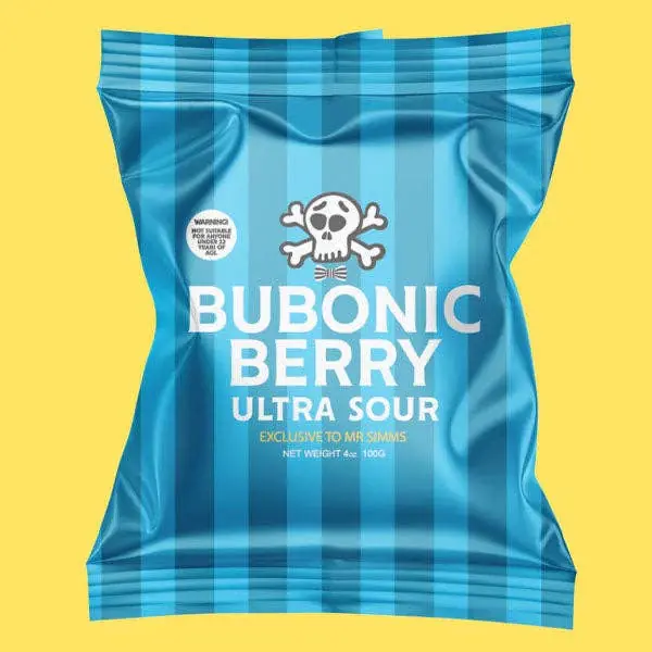 Mr. Simms Sweet Shoppe Bubonic Berry Ultra Sour (100g) Imported From England