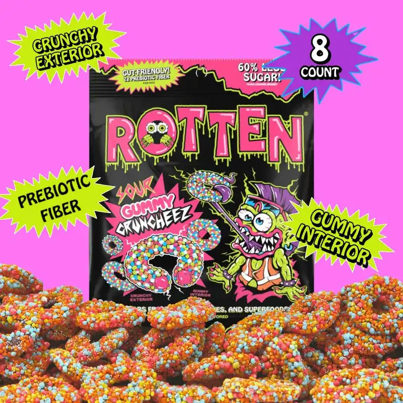 Sour Cruncheez Gummy Candy GF, Prebiotics, Low Sugar