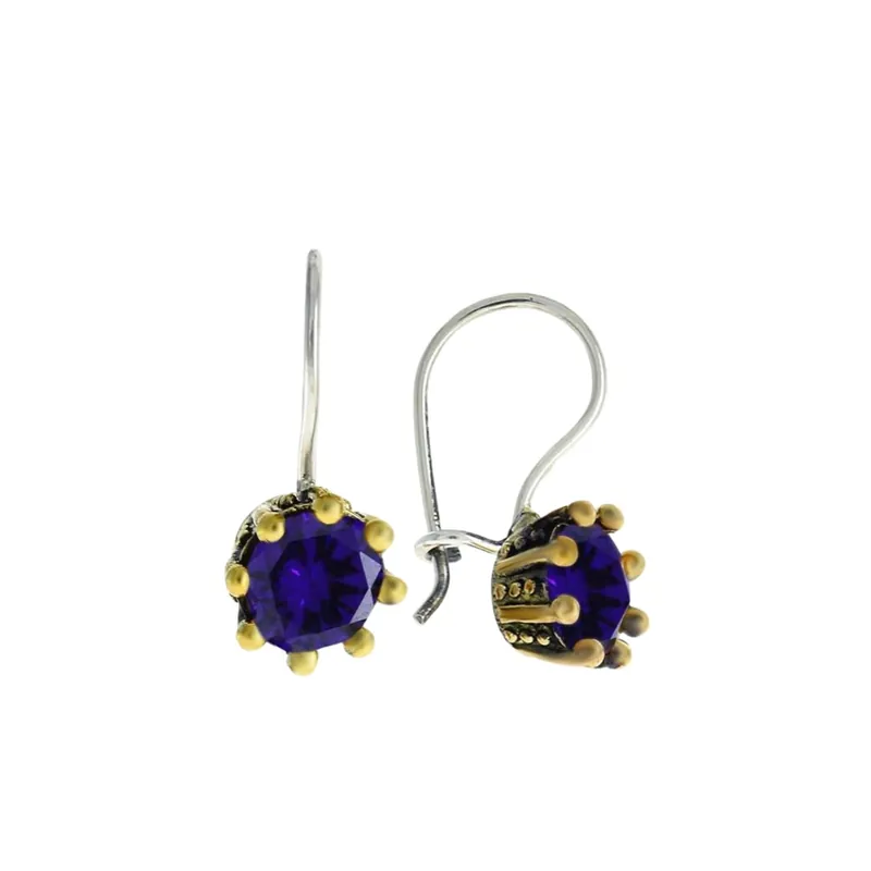 Beyisa Purple Amethyst Stone Earrings 925 Sterling Silver