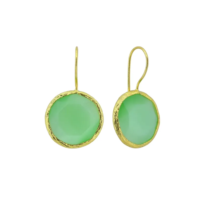 Beyisa African Sunstone Cat‘s Eye Earrings 22K Gold