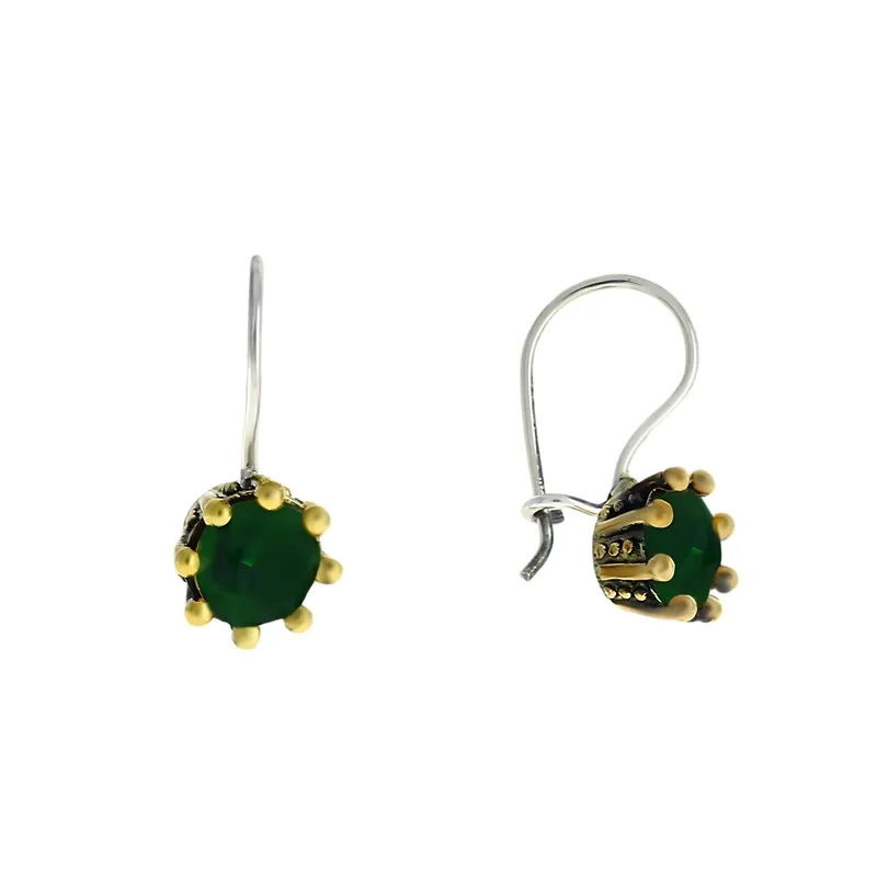 Beyisa 925 Sterling Silver Root Emerald Stone Earrings