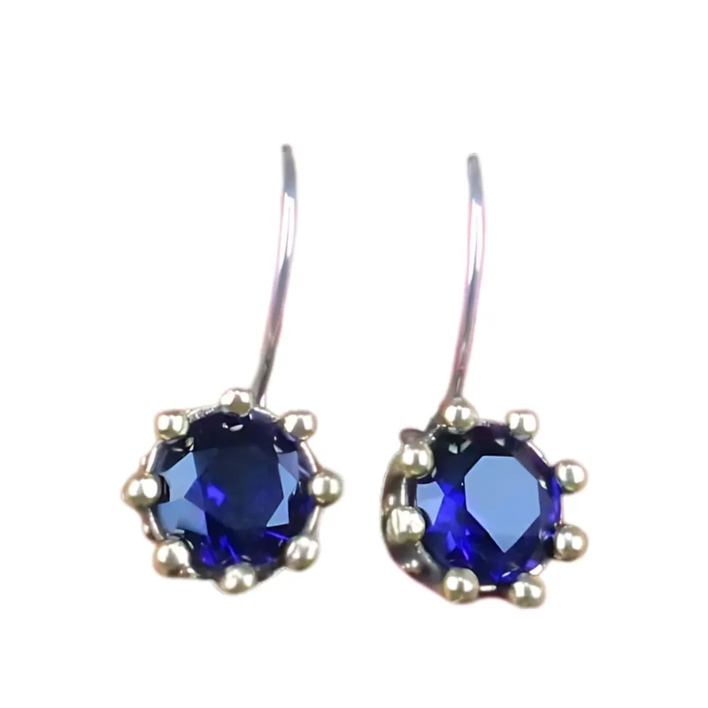 Beyisa 925 Sterling Silver Root Sapphire Stone Earrings