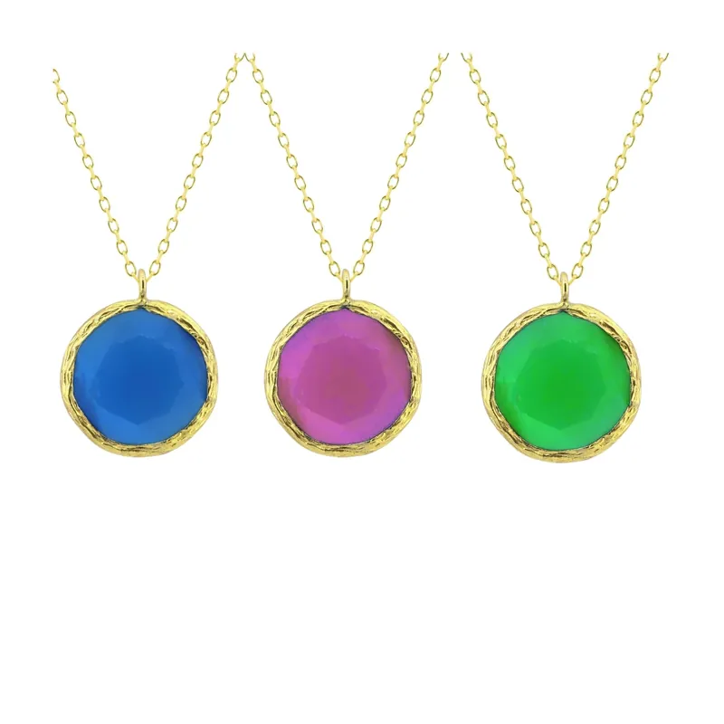 Beyisa Sun Stone Cat‘s Eye Round Necklace 925 Sterling Silver