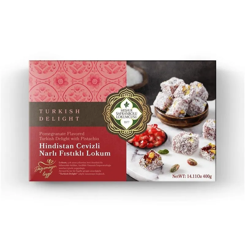 Meşhur Safranbolu Lokumcusu Coconut Pomegranate Pistachio Turkish Delight