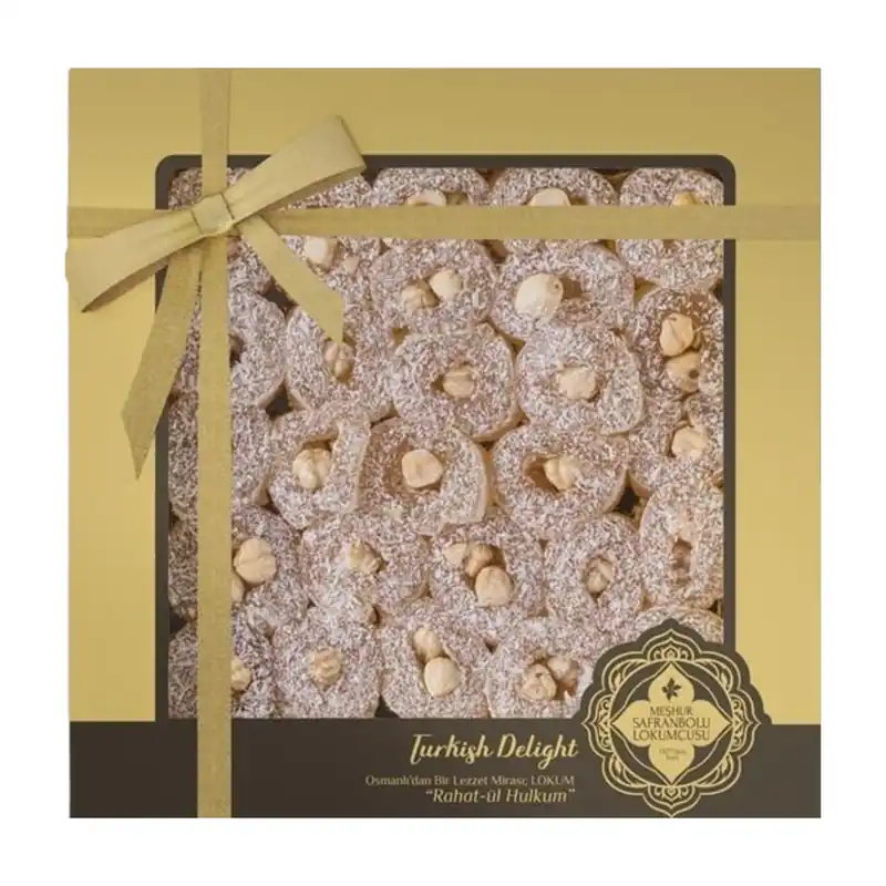 Meşhur Safranbolu Lokumcusu Hazelnut Turkish Delight With Coconut Coating 650g (22.93 oz)