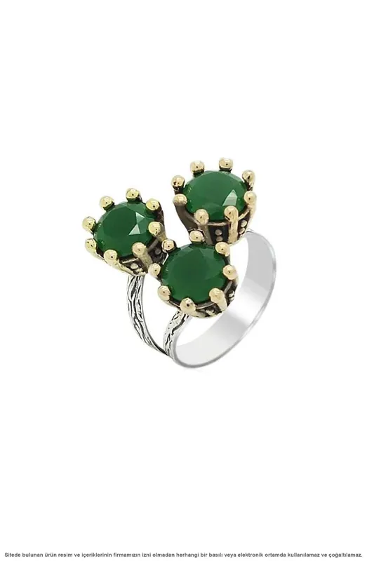 Beyisa Söğütlü Series Root Emerald Ring 925 Sterling Silver
