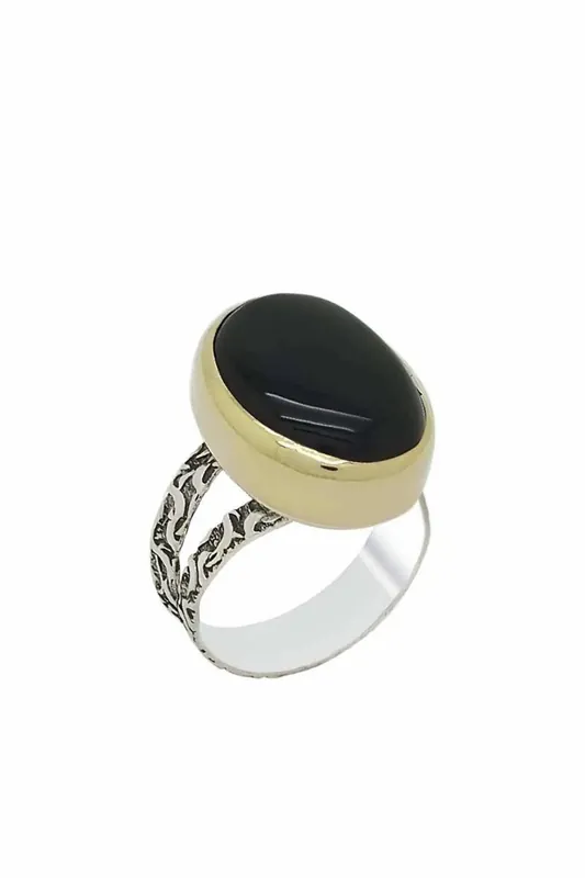 Beyisa Asian Series Black Onyx Ring 925 Sterling Silver