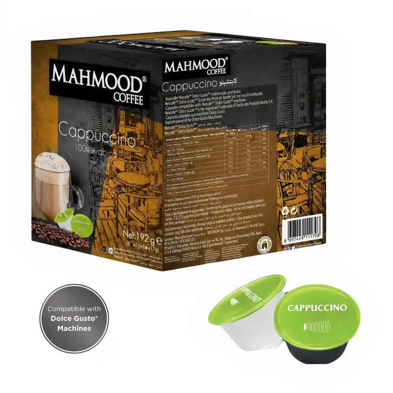 Mahmood Coffee Cappucino Capsules %100 Arabica 16 x 7g