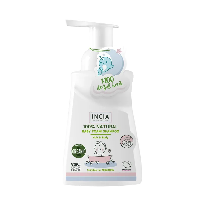 Incia Certified Organic and 100% Natural Baby Foam Shampoo 200ml (6.76 fl oz)