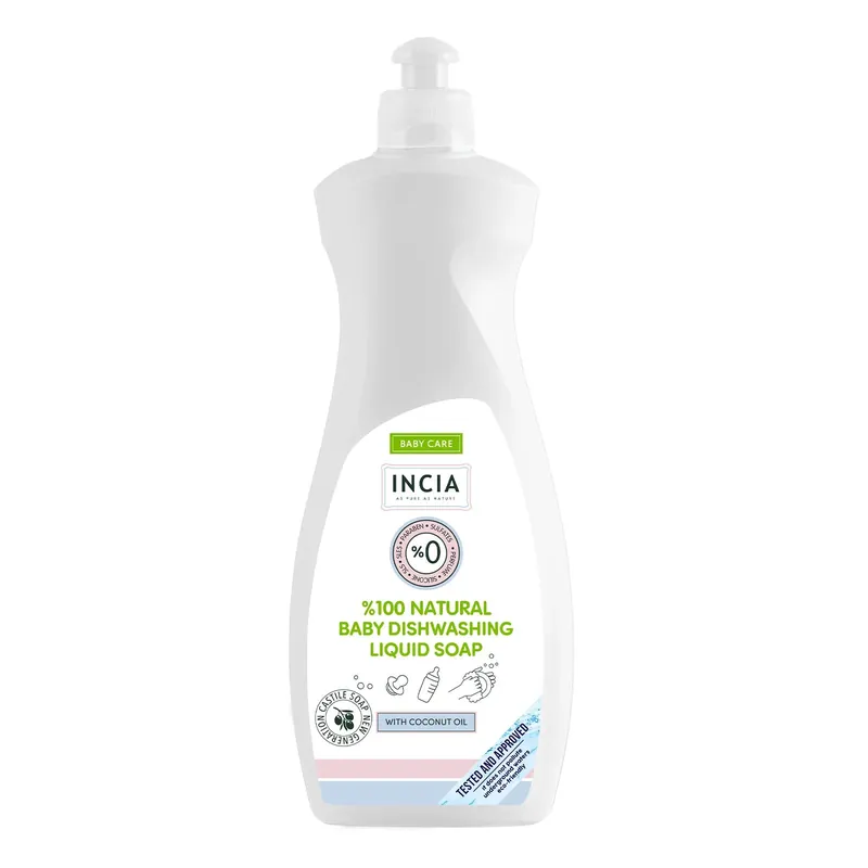 Incia Natural Baby Dishwashing Liquid Plant-Based Bottle Cleaner 500ml (16.91 fl oz)