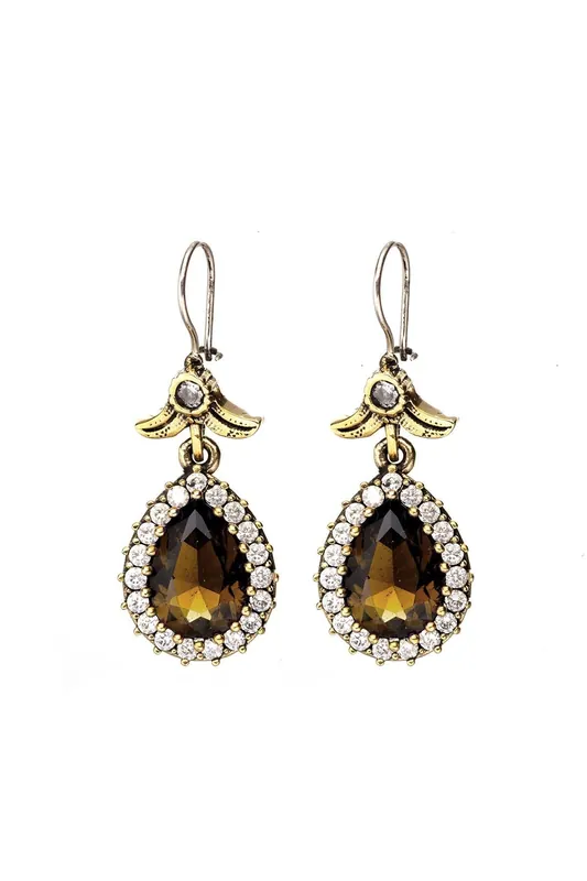 Beyisa Yellow Citrine Hürrem Didar Sultan Earrings 925 Sterling Silver