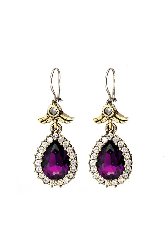 Beyisa Purple Amethyst Hürrem Didar Sultan Earrings 925 Sterling Silver