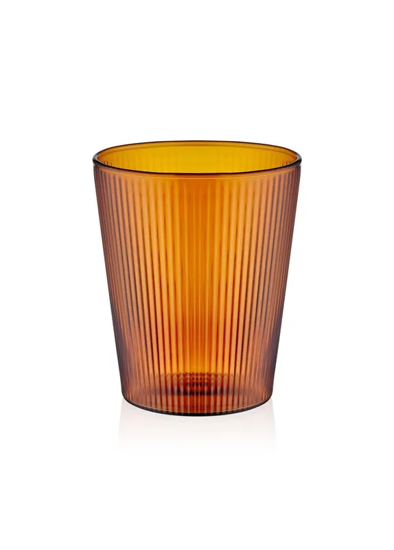 The Mia Striped Borosilicate Glass Cup Amber 400ml (13.53 fl oz)