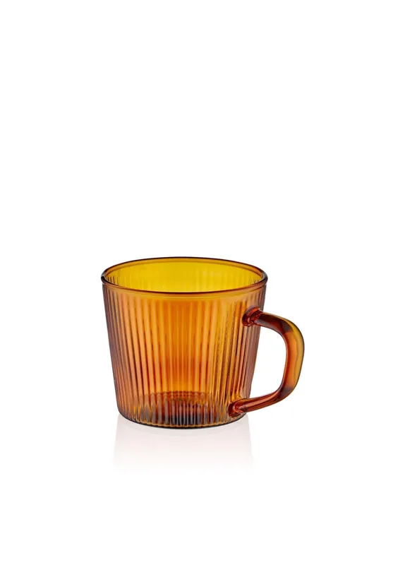 The Mia Striped Borosilicate Glass Coffee Mug Amber 140ml (4.73 fl oz)