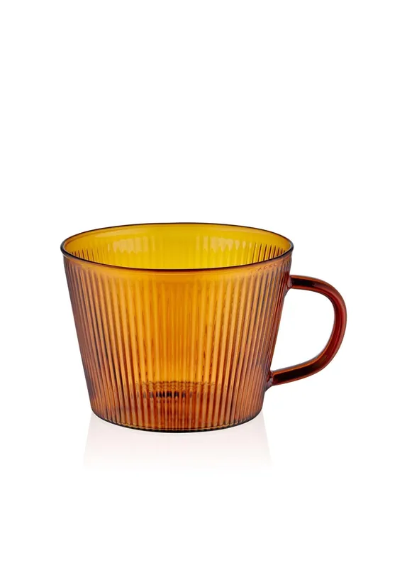 The Mia Striped Borosilicate Glass Coffee Mug Amber 310ml (10.48 fl oz)