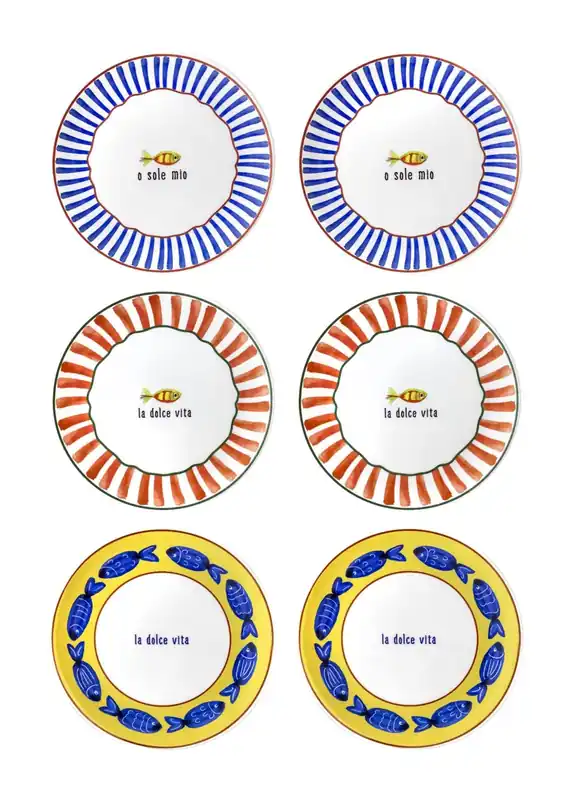 The Mia Fish Cake Plate Set of 6 19 cm