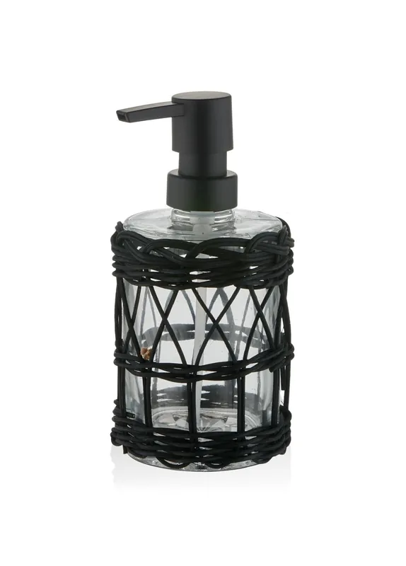 The Mia Rattan Liquid Soap Dispenser Black 330ml (11.16 fl oz)